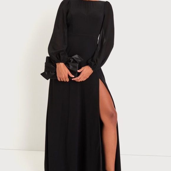 Lulus Dresses & Skirts - Lulus Prestigious Poise Black Backless Balloon Sleeve Maxi Dress - Size XL